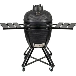 HEAT Premium Kamado Grill Fyregg – Keramikgrill Schwarz – Inkl. fahrbarem Untergestell, Professioneller Holzkohlegril - L 103,5 x B 59 x H 105 cm - Schwarz