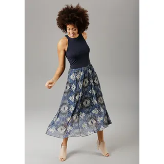 Aniston SELECTED Sommerkleid mit Batik-Druck, dunkelblau, braun, blau, beige