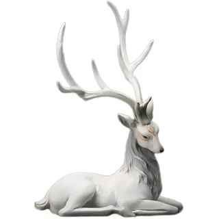 Rentier Figur | Elegante Rentierfigur aus Kunstharz | Tischplatte Harz Elch Figuren für Weihnachten Kleine Deko Hirsch Figuren für Innen