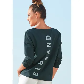 Sweatshirt ELBSAND "Raina", Damen, Gr. XXL (44), blau (marine), Sweatware, Obermaterial: 95% Baumwolle, 5% Elasthan, unifarben, figurumspielend hüftlang, Rundhals, Sweatshirts Sweatshirt, mit Logoprint am Rücken, sportlich-casual