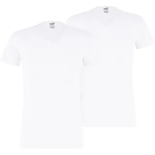 Puma Herren T-Shirts im Pack - Basic V-Neck, Vorteilspack, V-Ausschnitt, Kurzarm, uni Weiß XL