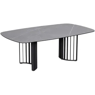 Novel Couchtisch Grau, Schwarz, Metall, Glas, Keramik, C-Form, 70x42x120 cm, Wohnzimmer, Wohnzimmertische, Couchtische, Glas-Couchtische