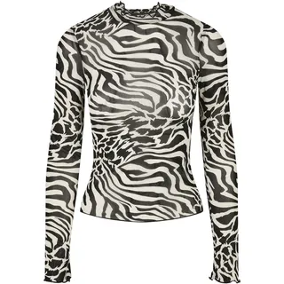 URBAN CLASSICS Ladies Aop Mesh Turtleneck Longsleeve White/Black