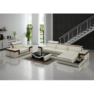 Wohnlandschaft Ecksofa L-Form Sessel Set Modern 2tlg JVmoebel - Beige, Braun