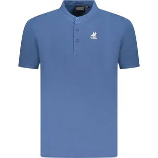 Blaues Herren-Poloshirt mit Stehkragen & Stickerei - Kurzarm, Größe: M Farbe: Blu - Blau