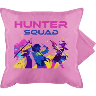 Shirtracer Kissenbezug - Anime Kissen - Hunter Squad - Dämonen K-Pop Fan Merch - 50 x 50 cm - Pink - kpop demonhunters Pillow case Animation k pop Polster bezug Geschenke Hunters dämon jäger