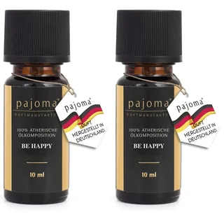 pajoma Duftöl 10 ml - Golden Line | 100% naturreine Ätherische Öle für Aromatherapie/Duftlampe | Premium Qualität (Be Happy, 10 ml (2er Pack))