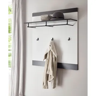 Home affaire Garderobenpaneel "Sherwood, Wandregal im Industrial-Style, Flurgarderobe, Garderobe" mit Ablage, Garderobenstange und Haken, in 2 Farben erhältlich, pinie weiß dekor