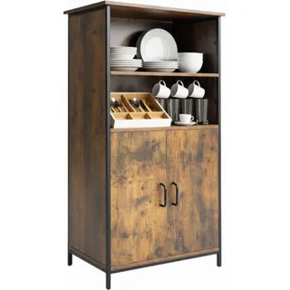 Relaxdays Unterschrank Küchenschrank Industrial Style 124,5 x 60 x 30 cm Braun