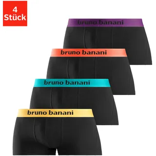 Bruno Banani Hipster, (Packung, 4 St.), knapp sitzende Boxershorts mit Logo Webbund aus Baumwollmischung Bruno Banani schwarz-orange, schwarz-türkis, schwarz-gelb, schwarz-lila S