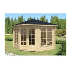 Alpholz Gartenhaus Josephine-40 Spitzdach 325 cm x 325 cm Hellbraun