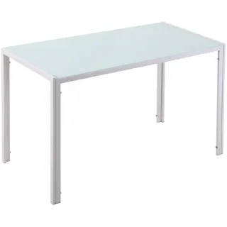 Homcom Esstisch Küchentisch für 4 Personen, Esszimmertisch für Küche Metall, Weiß , Rechteckig , eckig , 60x75x120 cm , Esszimmer, Esstische