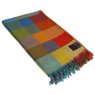 Lorenzo Cana Karierte Wolldecke Decke 100% Wolle aus flauschig weicher Merinowolle Wohndecke bunt grün blau Couchdecke Kuscheldecke Überwurf Plaid 9631522