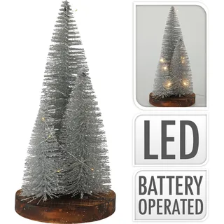 Künstlicher Weihnachtsbaum 30cm mit LED und Timer - Silberne Deko Spielzeug - Silber
