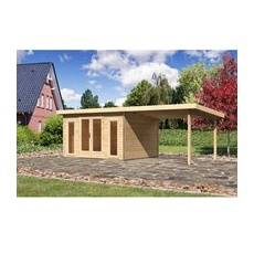Karibu Holz-Gartenhaus Norrköping Naturbelassen Pultdach 365 cm x 305 cm