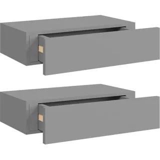 SYFAXTM Wandregale mit Schubladen 2 Stk. Grau 40x23,5x10 cm MDF - Grau