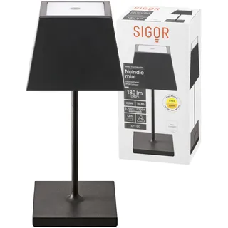 SIGOR Nuindie 1.0 mini eckig Akku-Tischleuchte, nachtschwarz | Dimmbar • Indoor & Outdoor • IP54 • 25 cm • Easy Connect • 12 h Leuchtdauer