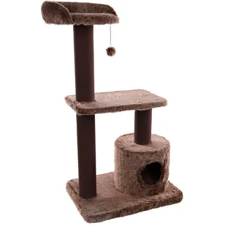 Flamingo Kratzbaum Hathi – Braun – 78 x 49,5 x 121 cm – Die größte Auswahl an hochwertigen Kratzsäulen mit Plattformen, Versteckplätzen und Kratzstämmen aus Sisal