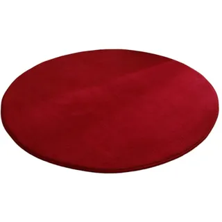 Wambere Runder Teppich aus Korallensamt, Rutschfester Waschbarer Hundeteppich, Schlafzimmerteppich, Flurteppich, Duschvorleger, Fußmatte, für Esszimmer, Wohnzimmer, Bettvorleger, Weinrot, 60 cm