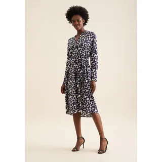 Sommerkleid SEIDENSTICKER "Schwarze Rose", Damen, Gr. L40, Normalgrößen, blau (dunkelblau), 100% Viskose, gepunktet, regular fit, Kleider Sommerkleid, 1/1 Kragen Punkte