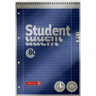 Brunnen Collegeblock Premium Student Spirale oben | A4, Lineatur 27, 80 Blatt, blau