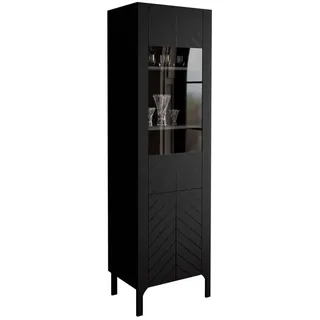 Lookway Glasvitrine Lumi, Schwarz , Holzwerkstoff , 60x197x41 cm , Esszimmer, Vitrinen, Vitrinenschränke