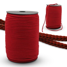 DOJA Barcelona | Seil Spule | 100m | Rote Schnüre | 3mm Durchmesser | aus Polyester | Widerstandsfähig | Paracord-Schnur für Schnürsenkel, Sportschuhe, Tennisschuhe, Taschen, Rucksäcke, Armband