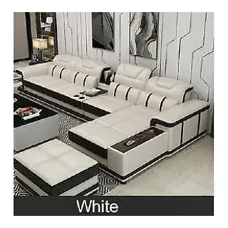 Wohnlandschaft Ecksofa L-form Eck Polstersofa Sitz Design Couch Sofas Kunstleder - Weiß, Schwarz