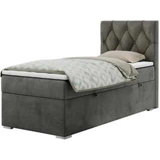 MKS Meble Einzelbett mit Bettkasten, jungenbetten 90 cm, Boxspringbett - Alda - rechts - Dunkelgrau - H3 - Grau