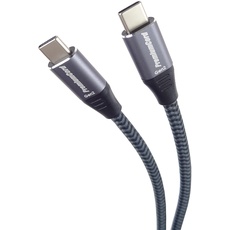 PremiumCord USB-C 3.2 Gen 2x2 Verbindungskabel, Datenkabel SuperSpeed bis zu 20Gbit/s, Ladenkabel bis zu 5A, USB 3.2 Generation 2x2 Typ C Stecker, Farbe Schwarz/Grau, Länge 0,5m