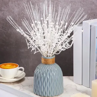 Xinnun 30 Stück Weihnachten Glitzer Lockige Sprühen Picks 14 Zoll Künstliche Lockige Beere Ting Ting Zweige Dekorative Stöcke für Winter Hochzeit Vasenfüller Weihnachtsbaum Handwerk (Weiß)