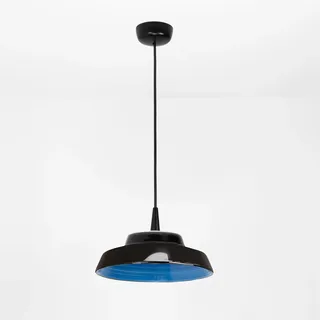 Circus LED-Pendelleuchte, Schwarz, handgefertigte blaue Keramik, 24 cm, 2700K, dimmbar via Triac, hohe , elegantes Designobjekt. - Schwarz, Blau