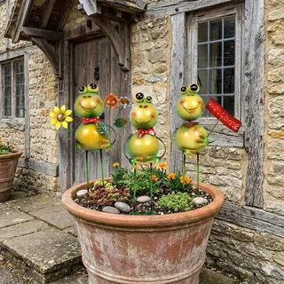Gartenstecker Frosch Franz "Fliege" ca. 42 cm - Gartendekoration - Grün, Bunt