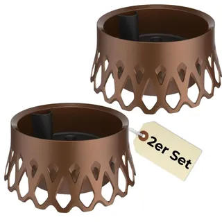 GarPet 2er Set Grabschale für Friedhof Pflanzschale für Friedhof Grab Vase mit Selbstbewässerung und Wasserüberlauf Bronze Ø 30 frostsicher
