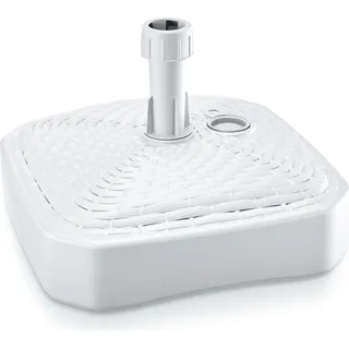 DEUBA® Sonnenschirmständer Poly Rattan Eckig bis Ø 26 mm Mast Befüllbar Sonnenschirm Schirmständer Ständer Gartenschirm Balkon Terrasse Garten Weiß - Weiß