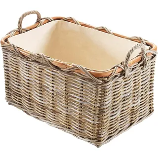 Aufbewahrungskorb LOCKER, beige (natur), B:56cm H:36cm T:41cm, Rattan, Aufbewahrungsboxen, Aufbewahrungskorb