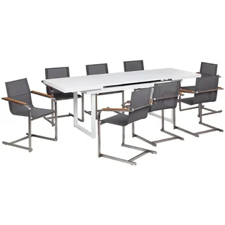 Beliani Gartenmöbel-Set, Weiß, Grau, Silber, Metall, Gartenmöbel, Gartenmöbel-Sets