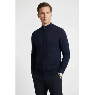 Strickjacke OLYMP, Herren, Gr. 3XL, blau (marine), Strick, Obermaterial: 100% Baumwolle, regular fit, Rippbündchen, Strickjacken Strickjacke, Stehkragen, regular fit