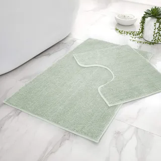 Gaveno Cavailia Superweicher Badematte, glitzernd, rutschfest, WC-Vorleger, extra Komfort, wasserabsorbierend, Badezimmer-WC-Teppich, regulär, 50 x 80 cm, 50 x 40 cm, Minze 456728