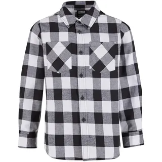 Urban Classics Jungen Boys Checked Flanell Shirt Hemd, Black/White, 158-164