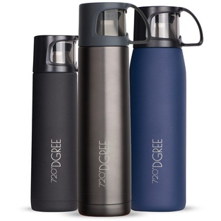 720°DGREE Thermoskanne mit Becher 700ml “Follow” - 3 Größen, 12h Heiß, 24h Kalt, Auslaufsicher, BPA-Frei - Edelstahl Thermosflasche, Isolierflasche - Perfekt für Kaffee, Tee Unterwegs to Go