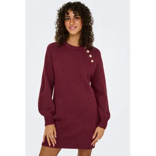 Strickkleid ONLY "ONLEMMA LIFE LS BUTTON ONEC DRESS CC KNT", Damen, Gr. XL, N-Gr, gold (cabernet detail:melange, gold button), Strick, Obermaterial: 50% Polyacryl, 50% Polyester, meliert, regular fit kurz, Rundhals, Rippbündchen, Kleider Strickkleid, mit Zierknöpfen