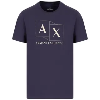 Armani Exchange Men's Slim Fit Mercerized Cotton Jersey AX Box Logo Tee T-Shirt, Night Sky, XL