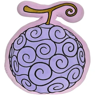 Elbenwald One Piece Teufelsfrucht Kissen im Gomu Gomu Design 32 x 36 x 8,5 cm für Anime Fans Herren Damen Unisex violett