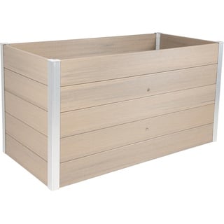 Dobar dobar® XXL WPC-Hochbeet für den Garten als Bausatz - Erhöhtes Beet in Holzoptik ideal für Chili und Gemüse - 146 x 70 x 75 cm - Silbergrau