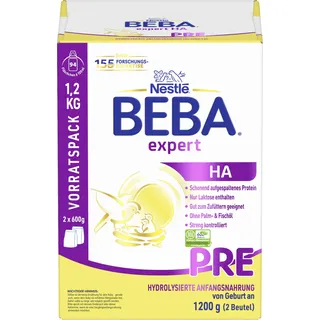 BEBA expert HA PRE Hydrolysierte Anfangsnahrung, Anfangsmilch von Geburt an, Babynahrung, Baby-Milchpulver, Vorratspack 1er Pack (1 x 1200g)
