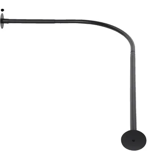 Duschvorhangstange, verstellbares L-förmiges Design, bohrfreie Installation, schwarz - Schwarz