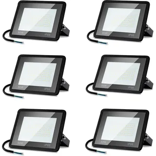 Wolketon 6er 50W LED Strahler Aussen Scheinwerfer, Fluter Superhell 4250LM Scheinwerfer 3000K Warmweiss, IP66 Wasserdicht Aussenstrahler fuer Garten, Garage, Sportplatz, Hof