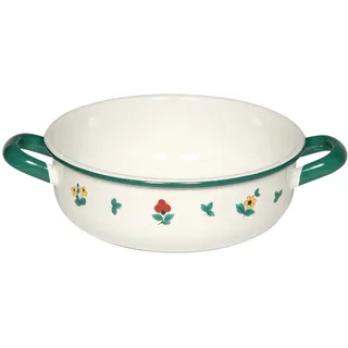 Riess, 0443-049, Bauernschüssel Ø 14cm, GMUNDNER STREUBLUMEN, Emaille, Vol. (rec.): 0,7 Liter, Made in Österreich, LBH: 21,1x15,6x6,4cm, 0,299kg, Induktionskocher kompatibel, Gasherd geeignet