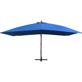 vidaXL Ampelschirm mit Holz-Mast 400x300 cm Blau - Blau